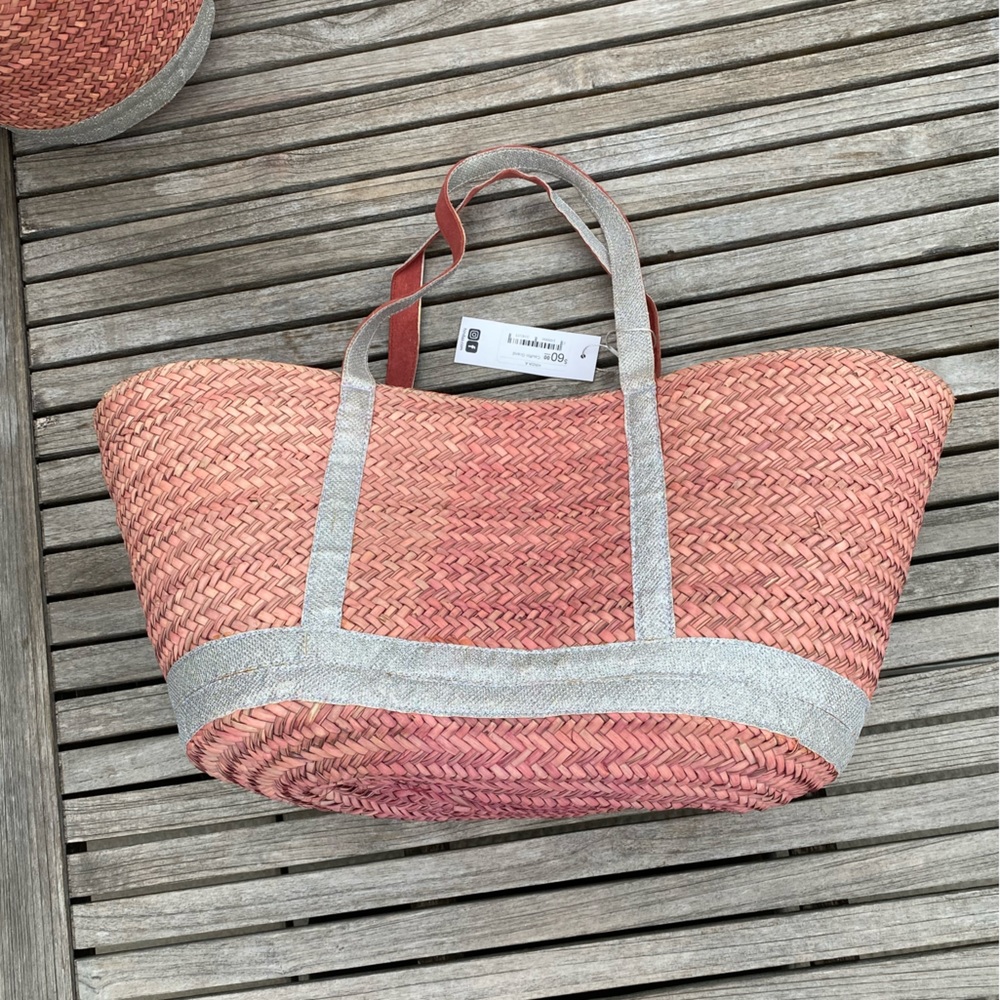 Natural Raffia tote bag - the Pinkie